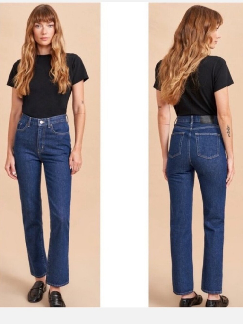 La Ligne The Molly Jeans Straight Leg High Rise Dark Wash Women's Size 25